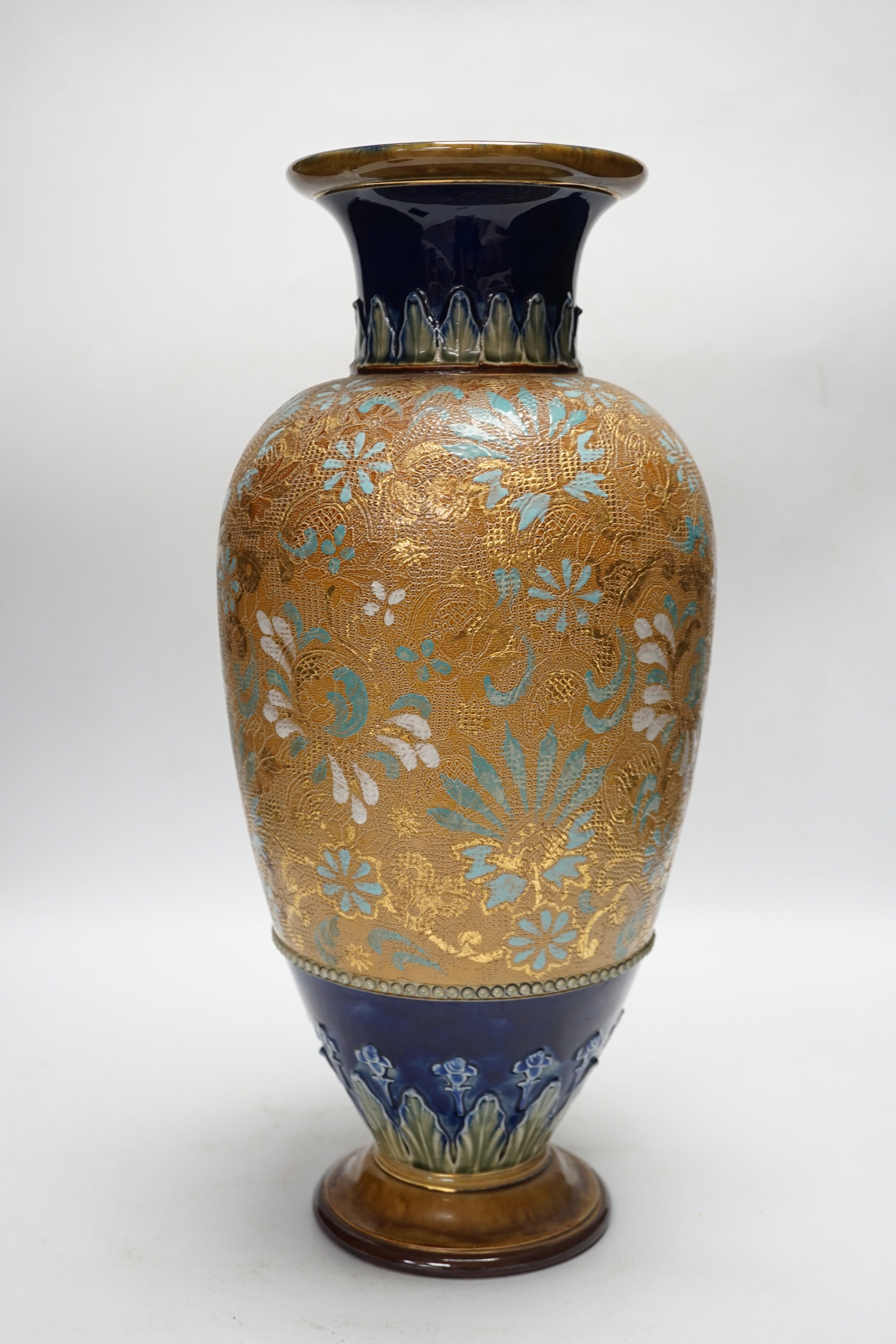 A large Royal Doulton & Slater’s patent stoneware vase, 43cm